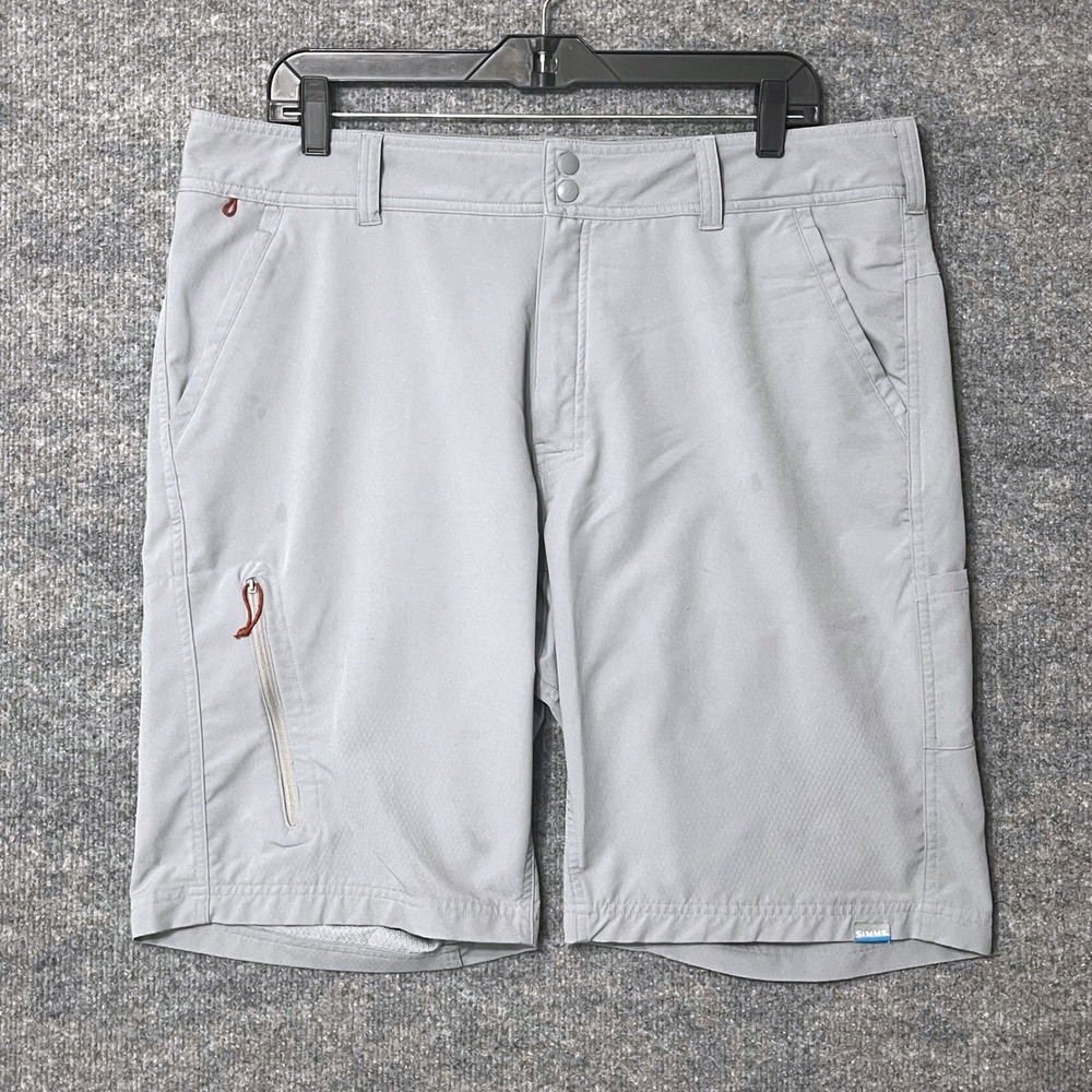 Simms Solarflex Fishing Shorts Mens 36 Gray Technical Performance Guide Wear